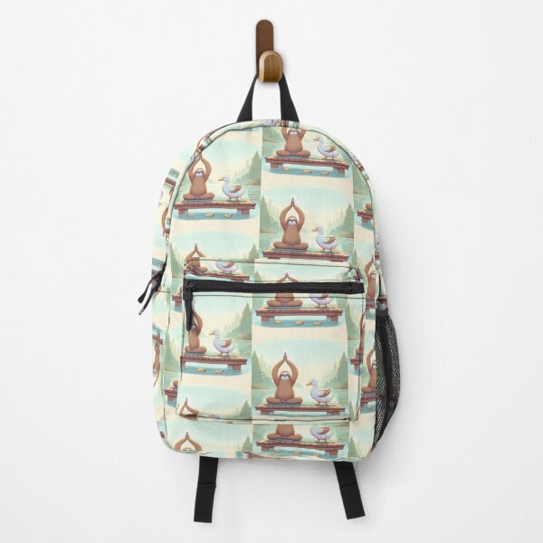 Item preview, Serenity Stretch: Sloth & Duck Lakeside Yoga Illustration designed and sold by slothsandducks.