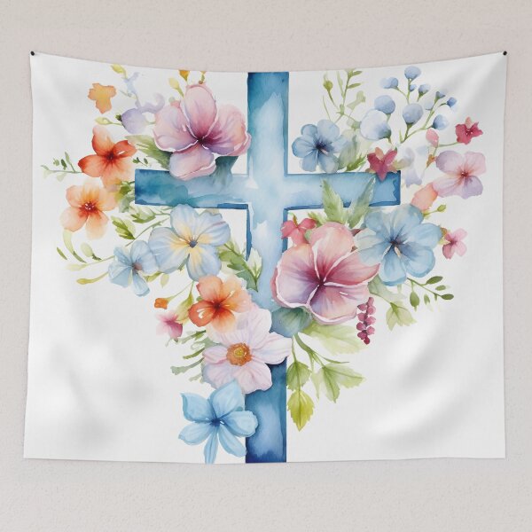 Item preview, watercolor christian cross art print designed and sold by dcrc.