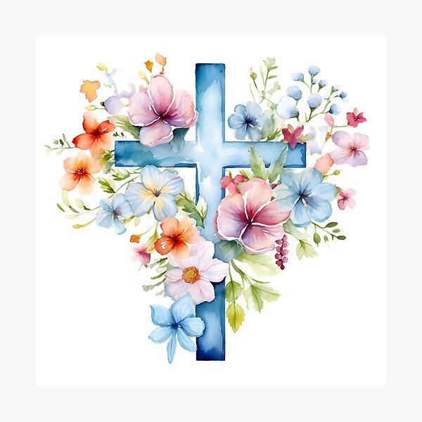 Item preview, watercolor christian cross art print designed and sold by dcrc.