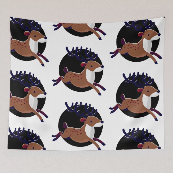 Item preview, Dark Santa’s Reindeer - Galloping Reindeer with Black Background designed and sold by Star-Fragment.