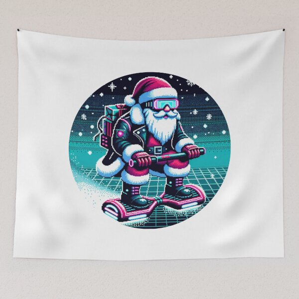 Item preview, 8-bit Pixel Art Cyberpunk Santa Claus in Futuristic Goggles designed and sold by PixelPunkster.