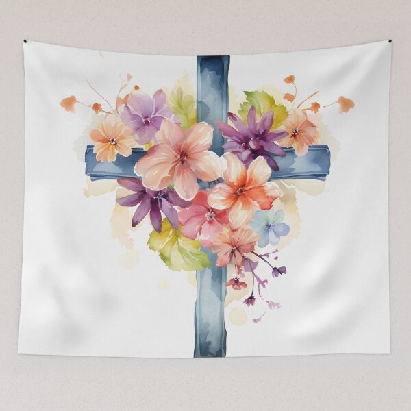 Item preview, watercolor christian cross art print designed and sold by dcrc.