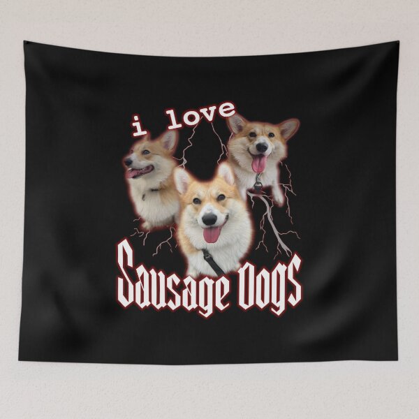Artikelvorschau, Ich liebe Sausage Dogs Cursed Corgi Art entworfen und verkauft von willow-woof.