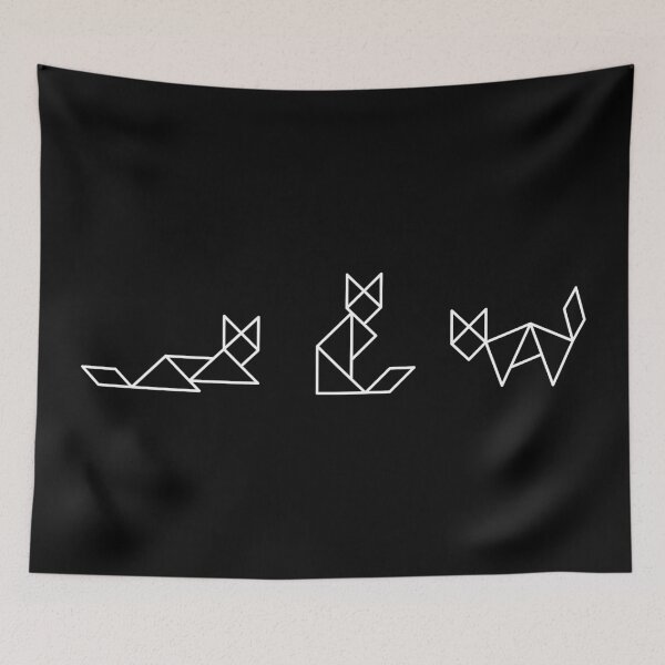 Item preview, White Geometric Outline Cats designed and sold by coffeeandwalnut.