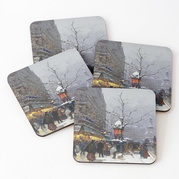 Item preview, Rue du Temple and Place de la République in Winter (20th century) - Eugène Galien Laloue designed and sold by SALON DES ARTS.