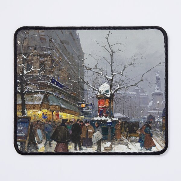 Item preview, Rue du Temple and Place de la République in Winter (20th century) - Eugène Galien Laloue designed and sold by SALON DES ARTS.