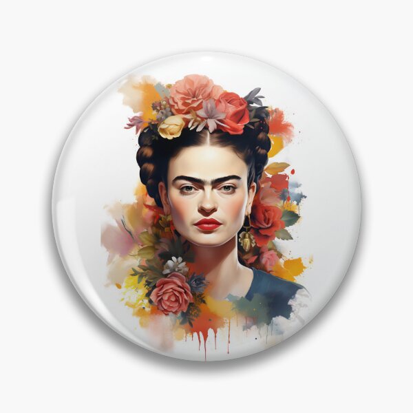 Item preview, Watercolor Frida kahlo self-portrait pop-art floral designed and sold by Carinaprint.