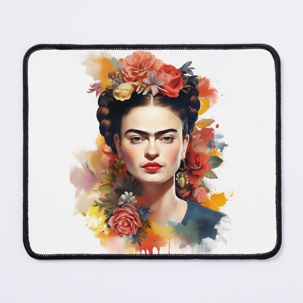 Item preview, Watercolor Frida kahlo self-portrait pop-art floral designed and sold by Carinaprint.