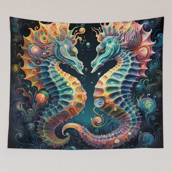 Item preview, Colorful psychedelic seahorse print designed and sold by dcrc.