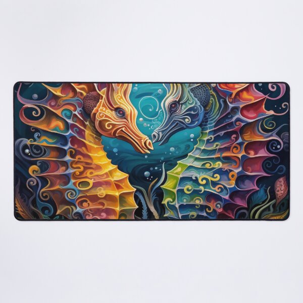 Item preview, colorful psychedelic seahorse print designed and sold by dcrc.