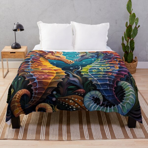 Item preview, colorful psychedelic seahorse print designed and sold by dcrc.