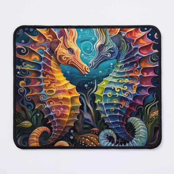 Item preview, colorful psychedelic seahorse print designed and sold by dcrc.