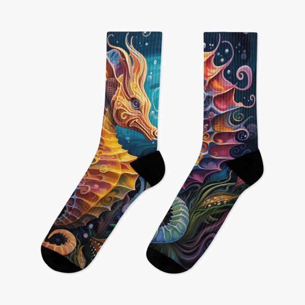 Item preview, colorful psychedelic seahorse print designed and sold by dcrc.