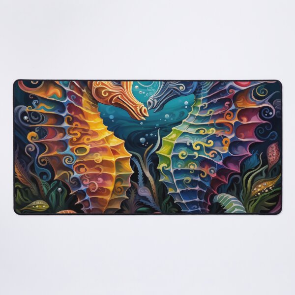 Item preview, colorful psychedelic seahorse print designed and sold by dcrc.