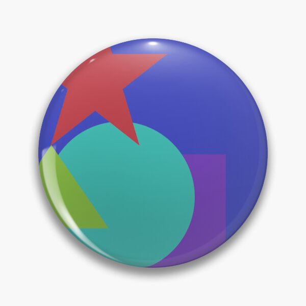 Item preview, Blue square background with red star, green triangle, turquoise circle, and mauve square, abstract, smple dsign. designed and sold by Barbara Burgess.