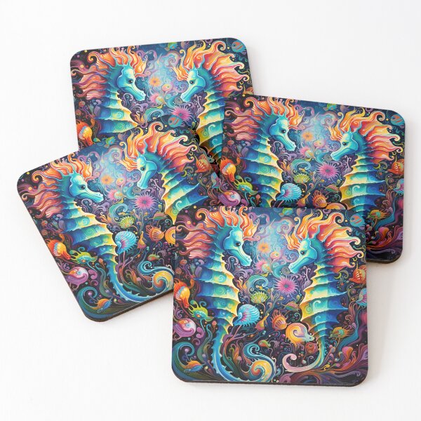 Item preview, colorful psychedelic seahorse print designed and sold by dcrc.