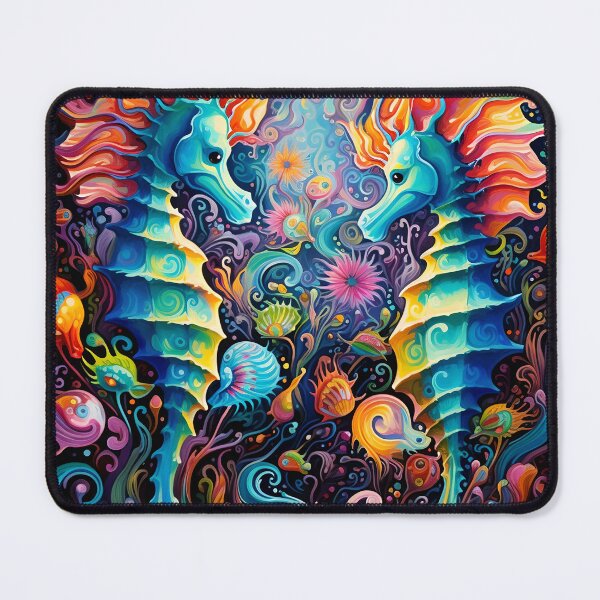 Item preview, colorful psychedelic seahorse print designed and sold by dcrc.