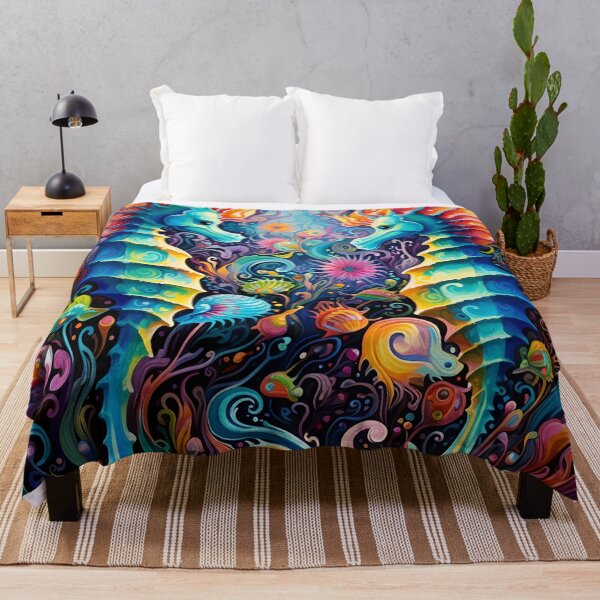 Item preview, colorful psychedelic seahorse print designed and sold by dcrc.