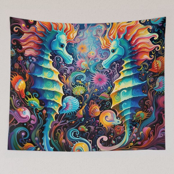 Item preview, colorful psychedelic seahorse print designed and sold by dcrc.