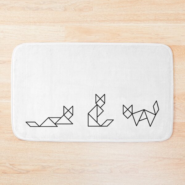 Item preview, Black Geometric Outline Cats designed and sold by coffeeandwalnut.