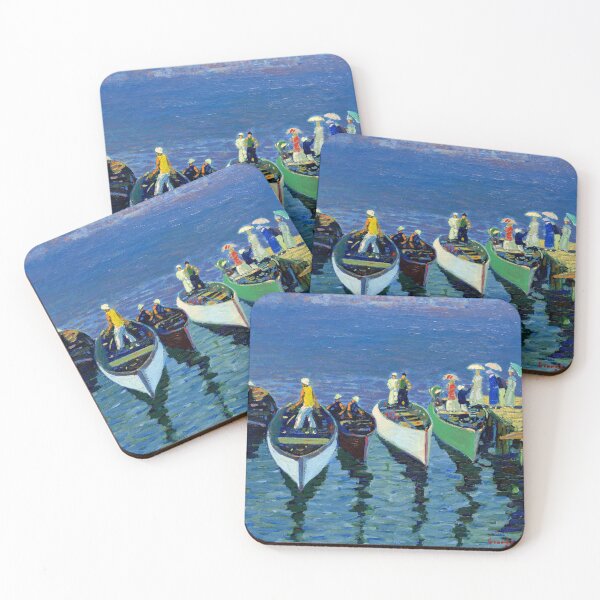 Item preview, Holiday on the Hudson, People & Rowboats on a Summer's Day 1912 George Luks designed and sold by RocketshipRetro.
