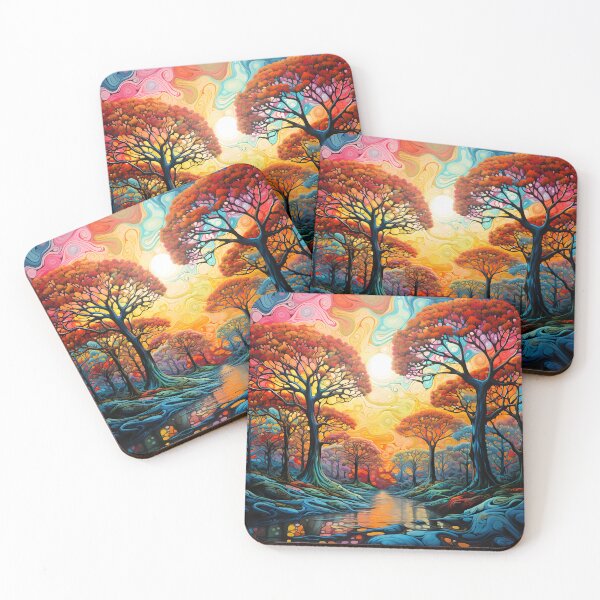 Item preview, colorful psychedelic trees print designed and sold by dcrc.