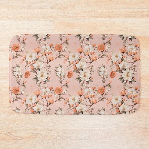 Item preview, An apricot floral paper on pink background fabric 2 designed and sold by Paul-05.