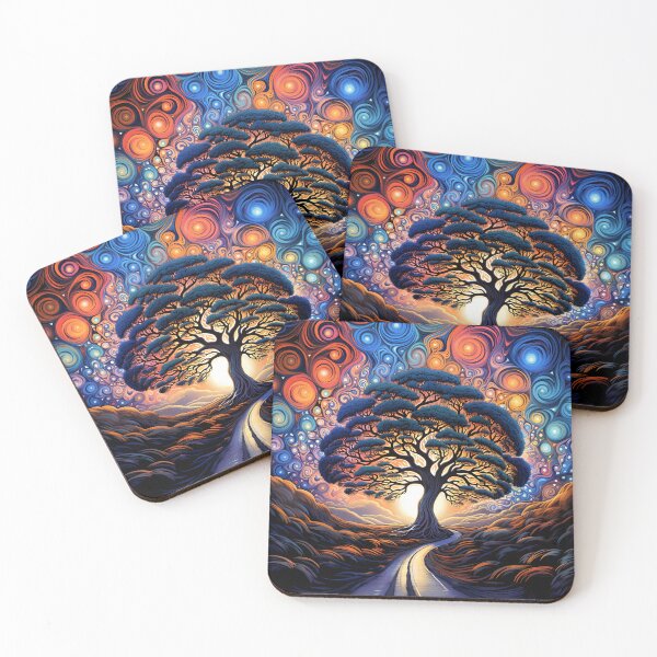 Item preview, colorful psychedelic trees print designed and sold by dcrc.