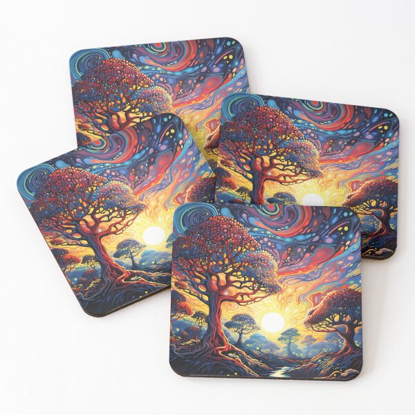Item preview, colorful psychedelic trees print designed and sold by dcrc.