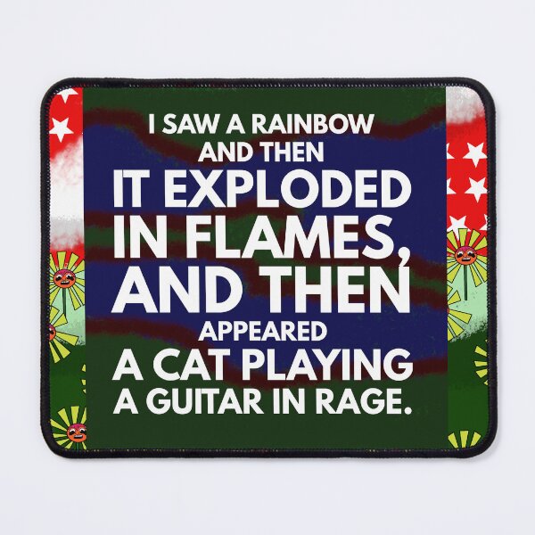 Item preview, cat playing guitar in rage designed and sold by Storiesforyou.