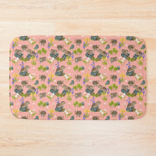 Item preview, Northern Pika and flowers pattern, cute little Pikas carrying flowers. Pink. designed and sold by Naty Design Prague.