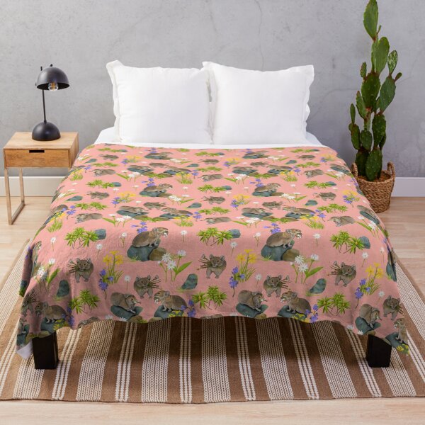 Item preview, Northern Pika and flowers pattern, cute little Pikas carrying flowers. Pink. designed and sold by Naty Design Prague.