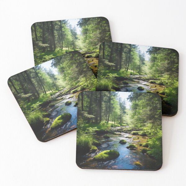 Item preview, Small river in a forest mural designed and sold by lokirick.