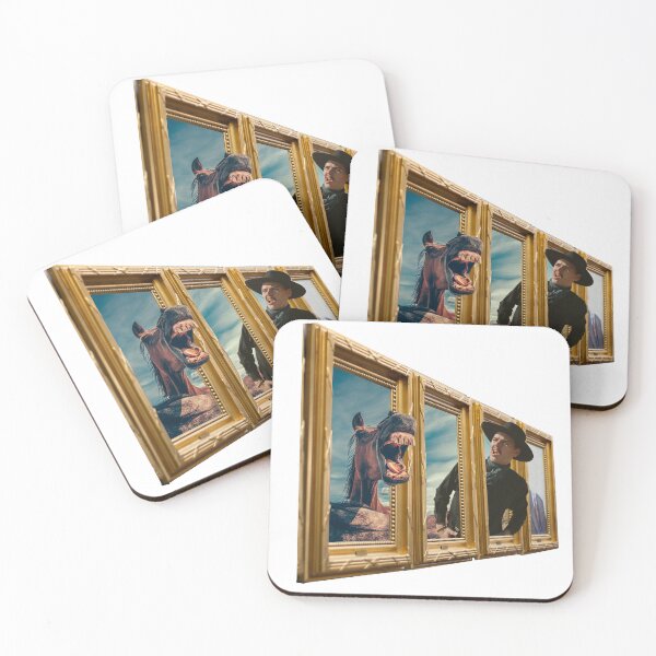 Item preview, Surreal Collage Print - New Frontiers Solo: Enigmatic Portrait Where a Cowboy and His Horse Come To Life from Gold Frames designed and sold by GollyWillikers.