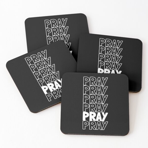 Item preview, Pray - Inspirational Repeating Text Outline - White Text, Dark Background designed and sold by thebigleebowski.