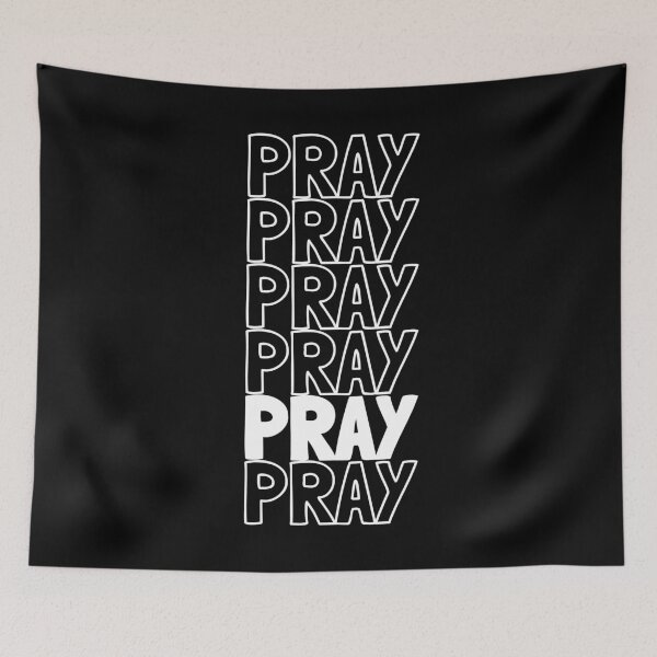 Item preview, Pray - Inspirational Repeating Text Outline - White Text, Dark Background designed and sold by thebigleebowski.
