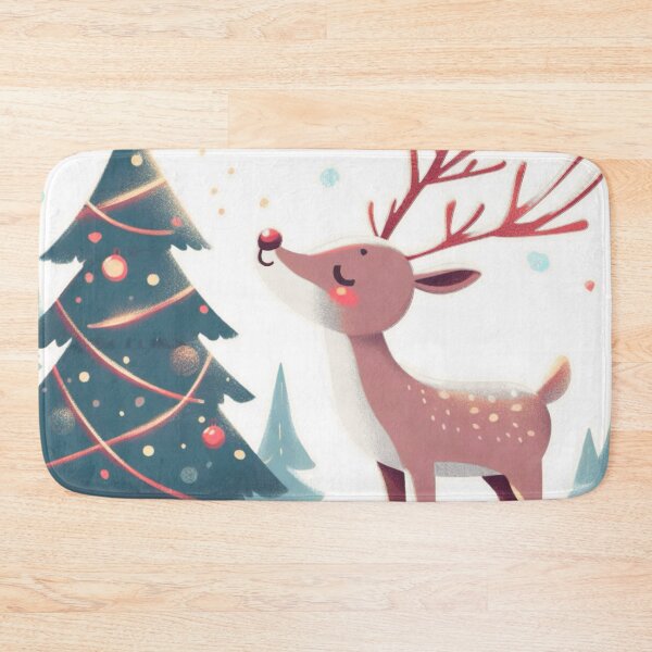 Item preview, White Background Happy Reindeer Admiring Their Christmas Tree  designed and sold by Star-Fragment.