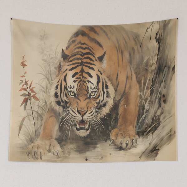 Item preview, Tiger Vintage Oriental art designed and sold by LynZorHome.