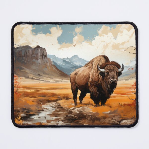 Item preview,  Utah Nature, Bison in the Mountains, watercolor, vintage, grunge style designed and sold by KaurisDigital.