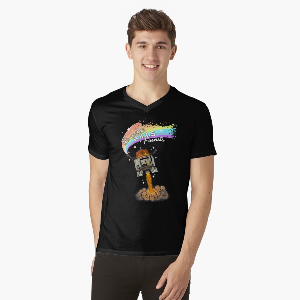 Vista previa del artículo con la obra «Camiseta de cuello en V», diseñado y vendido por GeekandArtsy.