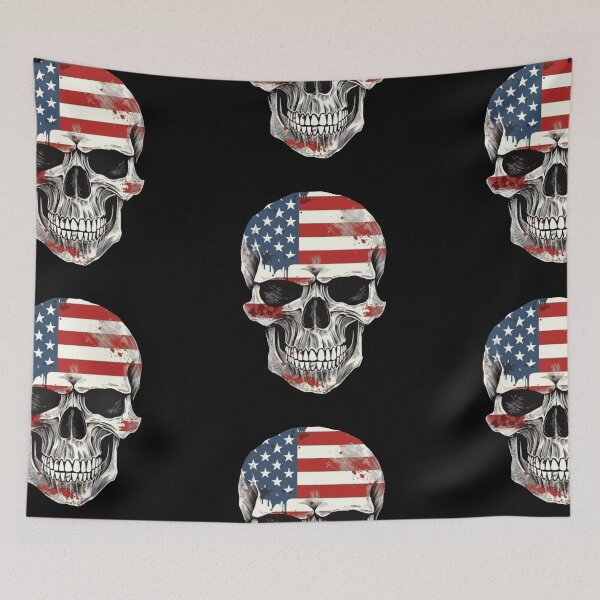 Item preview, Patriotic Skull with American Flag designed and sold by Anastasiia Yurevych.