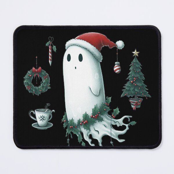 Item preview, Cute Ghost wearing Santa's Hat, Christmas Ghost with Santa Cap, Santa Claus Ghost Funny Cute Christmas Illustration designed and sold by FestivePalette.