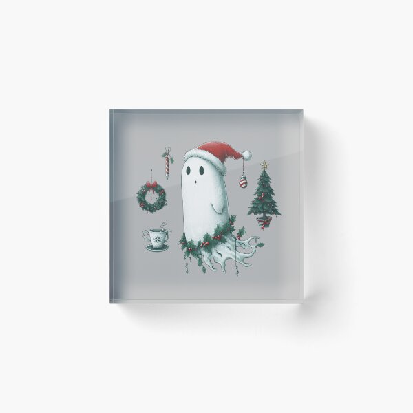 Item preview, Cute Ghost wearing Santa's Hat, Christmas Ghost with Santa Cap, Santa Claus Ghost Funny Cute Christmas Illustration designed and sold by FestivePalette.
