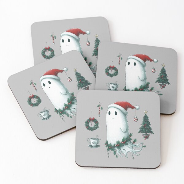 Item preview, Cute Ghost wearing Santa's Hat, Christmas Ghost with Santa Cap, Santa Claus Ghost Funny Cute Christmas Illustration designed and sold by FestivePalette.