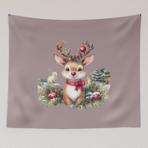 Item preview, Baby Reindeer Small Rudolf the Red Nose Reindeer | Cute Christmas Drawing Reindeer Digital Illustration designed and sold by FestivePalette.