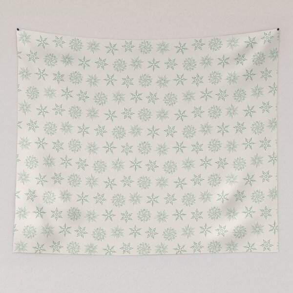 Item preview, Nordic Stars & Snowflakes | Abstract Drawings | Green on Neutral designed and sold by Menega  Sabidussi.