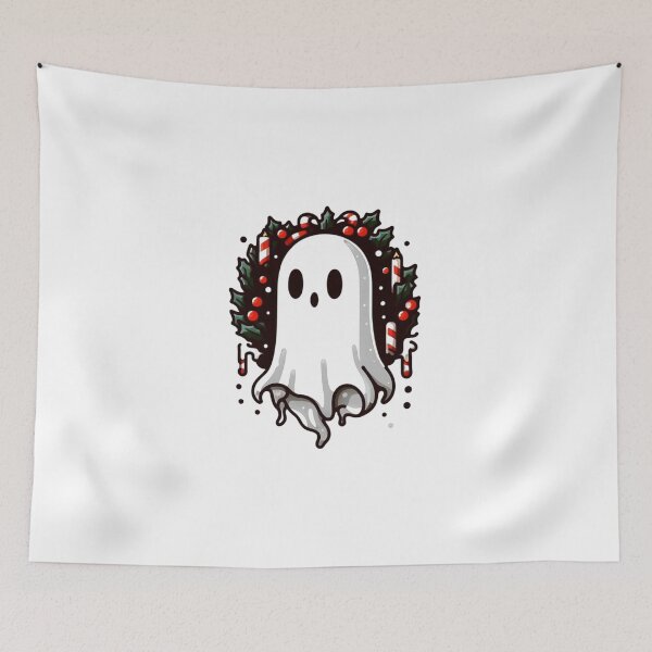 Item preview, Cute Christmas Ghost A Christmas Carol, Mistletoe Christmas Ghost with Santa Cap, Santa Claus Ghost Funny Cute Christmas Illustration designed and sold by FestivePalette.