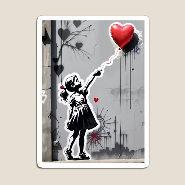 Aperçu de l'œuvre Si Banksy rencontrait Van Gogh - Fille avec un ballon en forme de cœur créée et vendue par Butler in the Home.