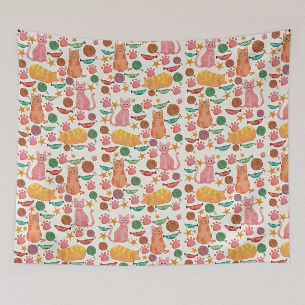 Item preview, Cats Paws Star Wool Ball Fish Pattern designed and sold by sezinu.