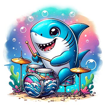 Artwork thumbnail, Shark Drummer by Mugs and Shirts